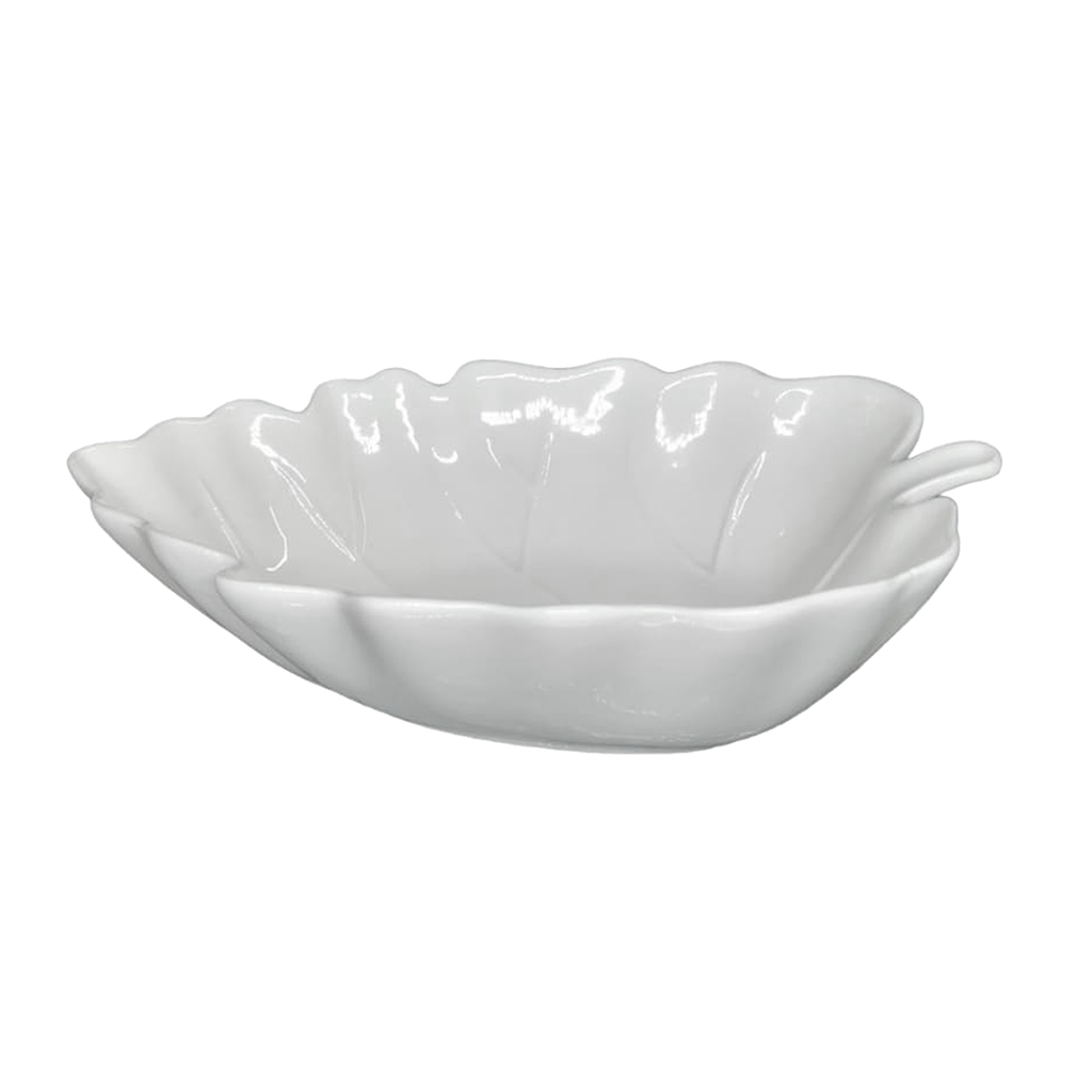 tazon, cerámica, blanco, 8.5 , forma de hoja
