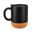 tazas, cerámica, negro, 8.5*9*10 centimetros, con tapa plastica y base de corcho 12 oz