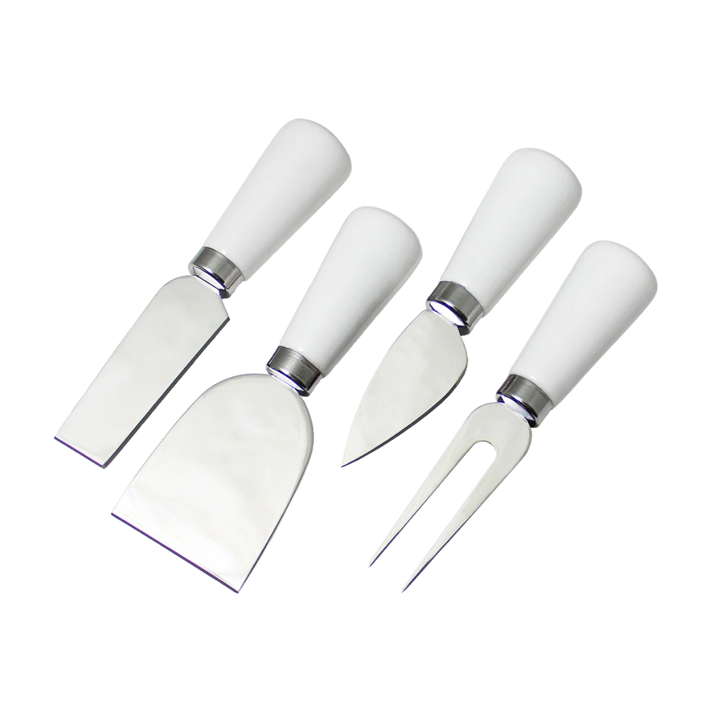 set de 4 utensilios, acero inoxidable, blanco, 19*18 centimetros, para quesos