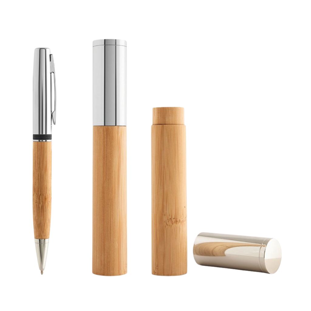 lapicero knight, metal, , en bote de bambu , natural