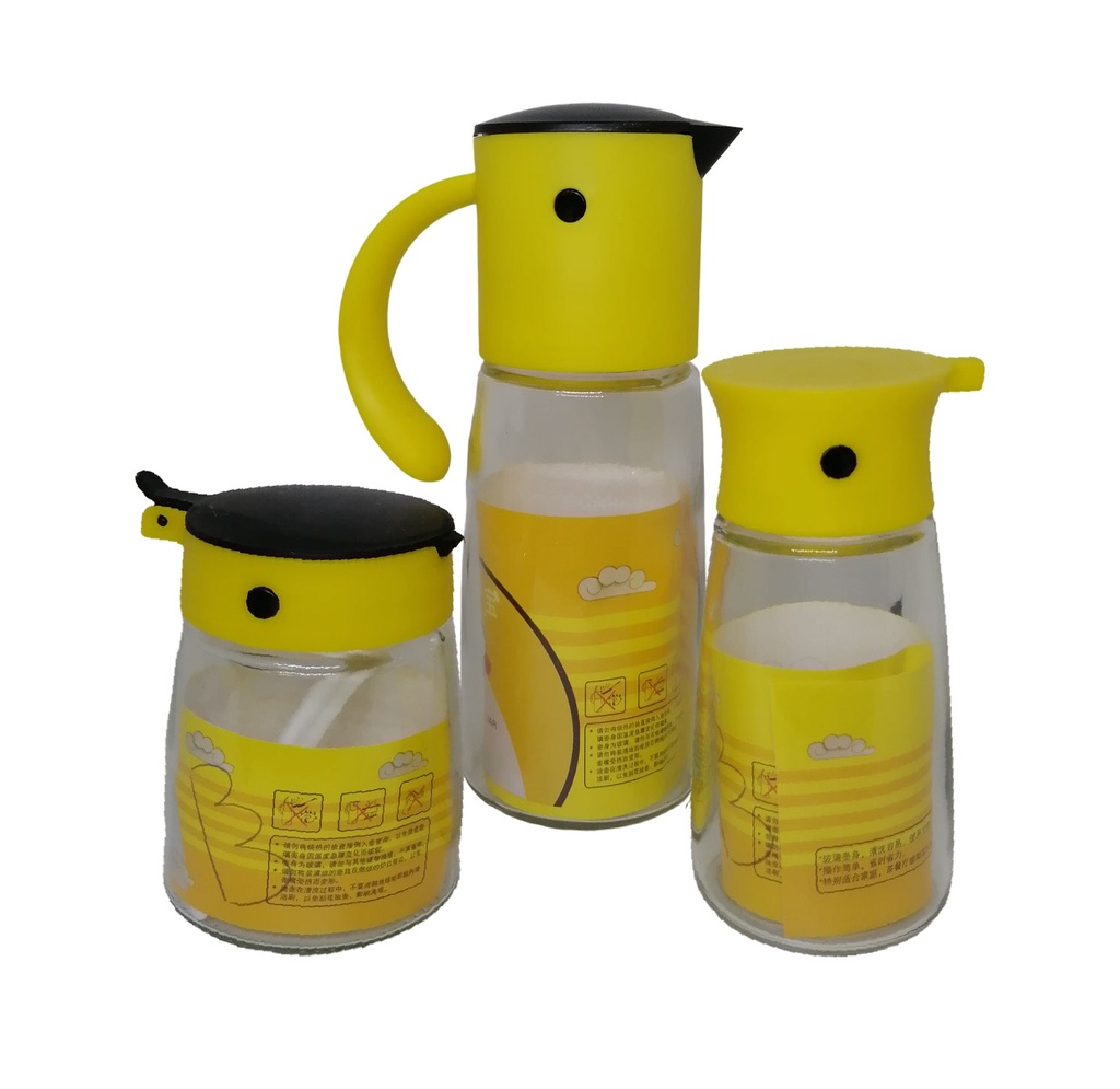set de frascos, vidrio, transparente,  nd, 3 unidades