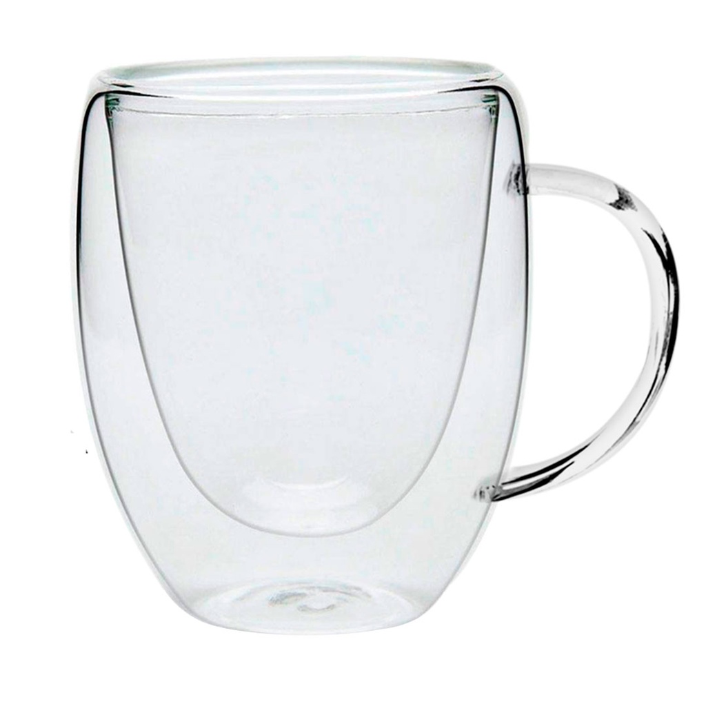 tazas, vidrio, transparente, 350 mililitro, doble pared