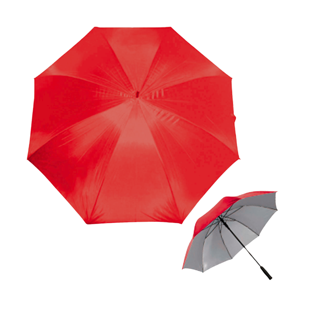 sombrillas, poliester, rojo,  nd, automatica con fondo plateado