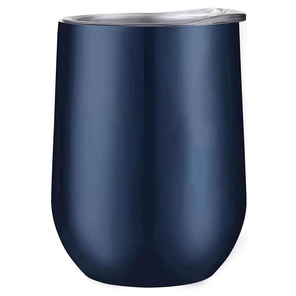 vaso acero inoxidable azul oscuro mate 12 oz termico vinero con tapadera plastica