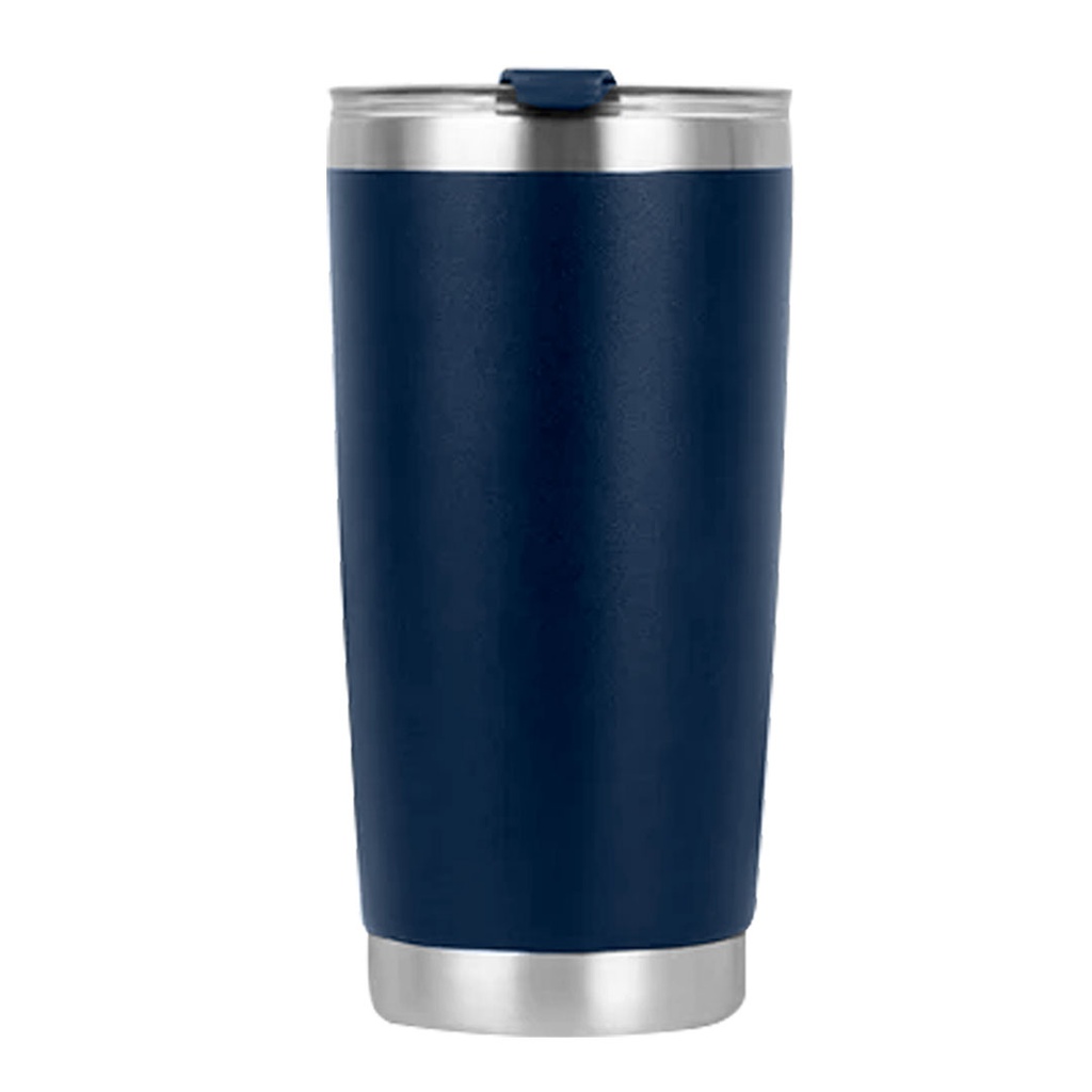 VASO, ACERO INOXIDABLE, AZUL OSCURO MATE, 20 ONZAS, térmico doble pared con tapa plástica sello de silicón