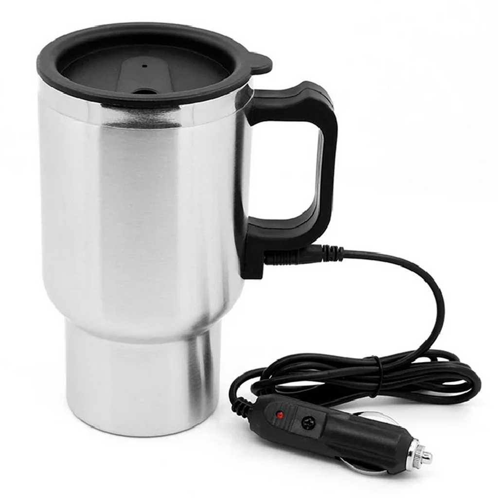 tazas, acero inoxidable, plateado, 16 onzas, electrica con cable para carro