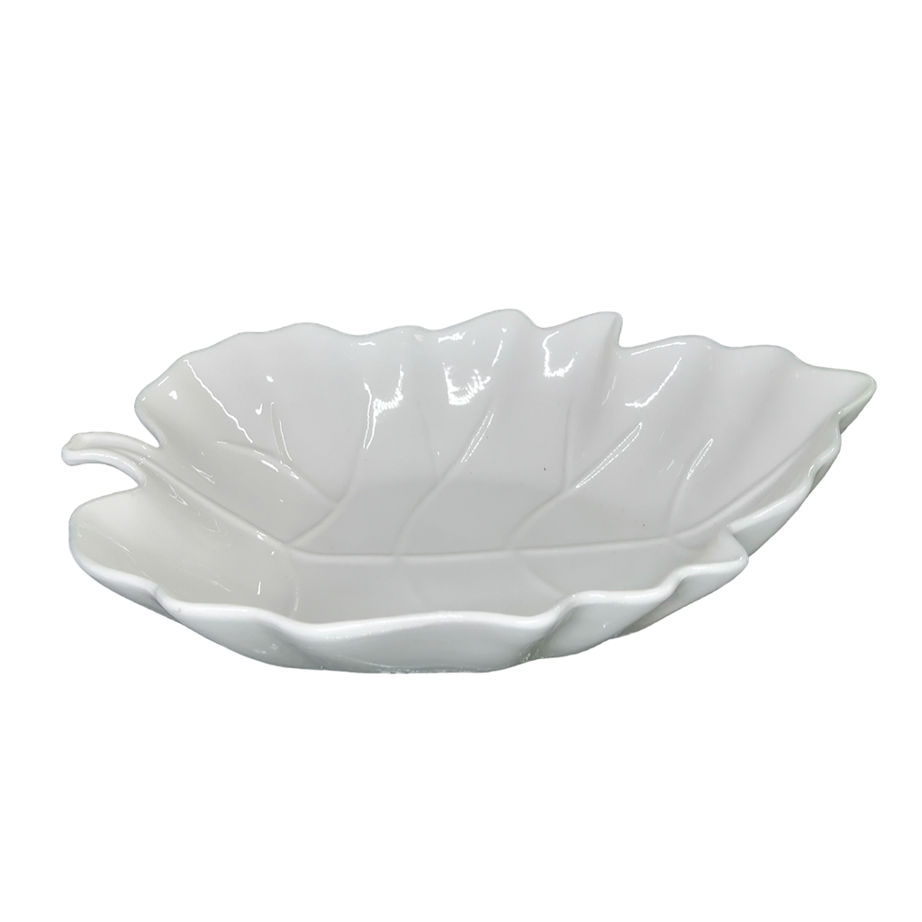 tazon, cerámica, blanco, 11.5  , forma de hoja