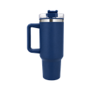 taza, acero inoxidable, azul mate, 40 oz Bold doble pared interior plástica, tapa y pajilla