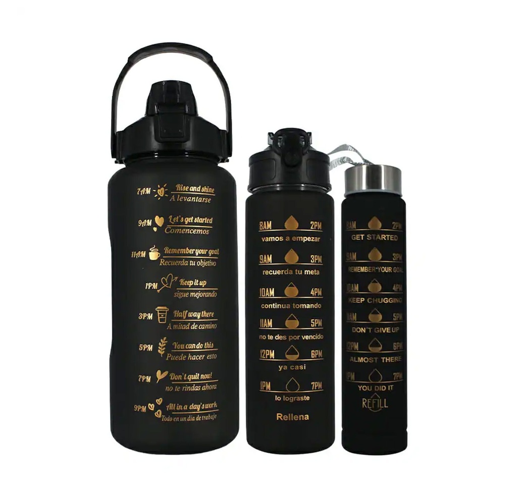 pachon, plástico, negro, 2 l + 700 ml + 300ml , 3 en 1 motivacionales
