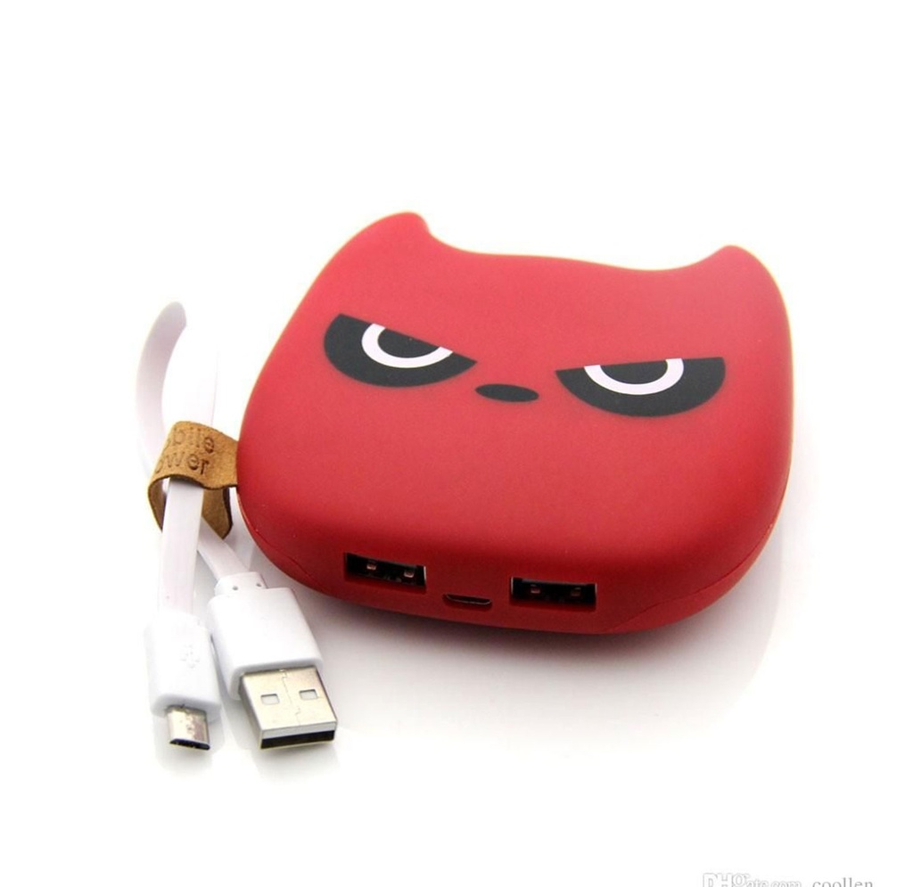 power bank, plástico, rojo, 9.8*9.2*2.8 centimetros, diseño diablito