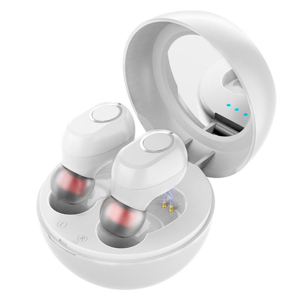 audifono, plástico, blanco, 12 centimetros, inalambrico con espejo  bluetooth v5.0