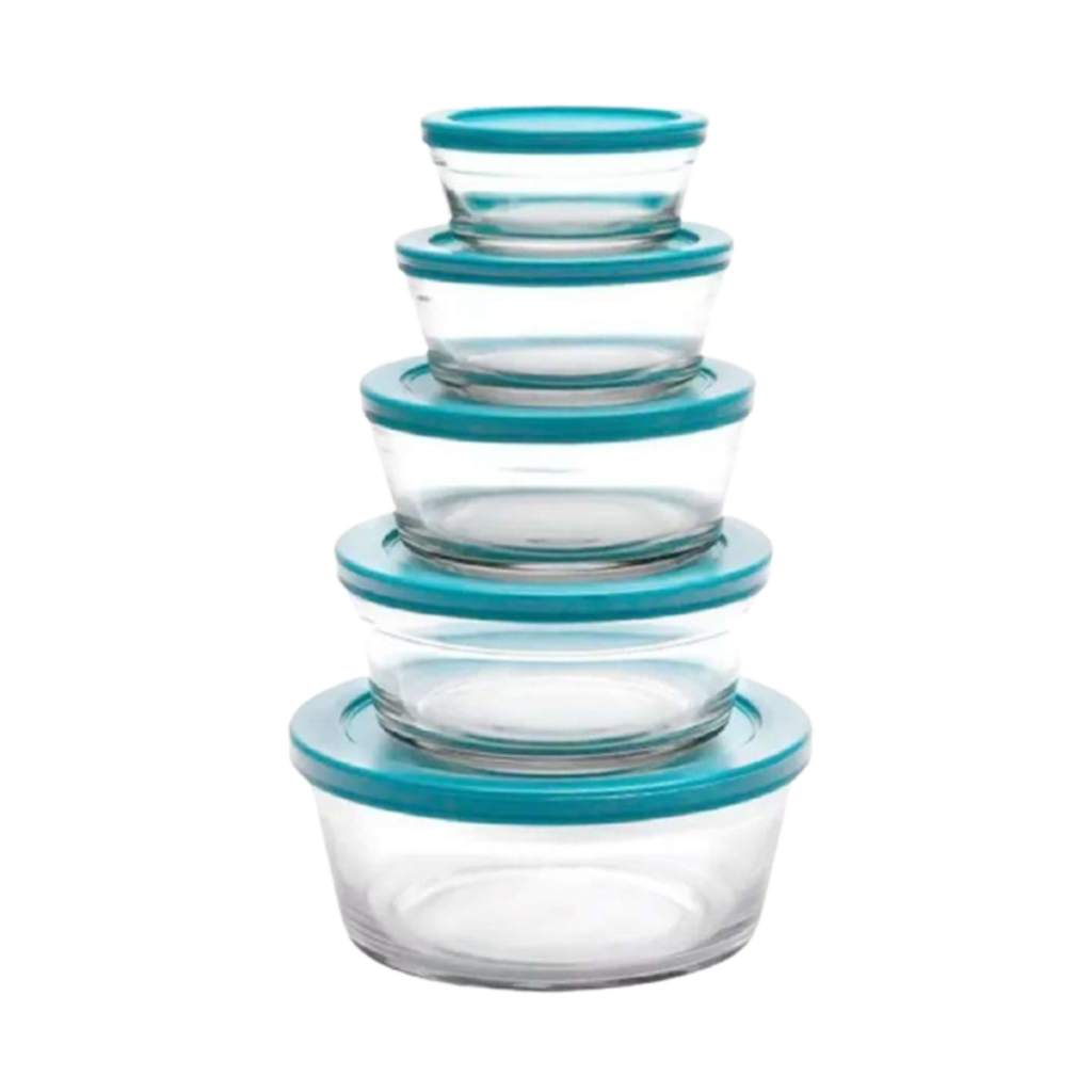 set de hermetico, vidrio, , 6 pcs , con tapa plastica