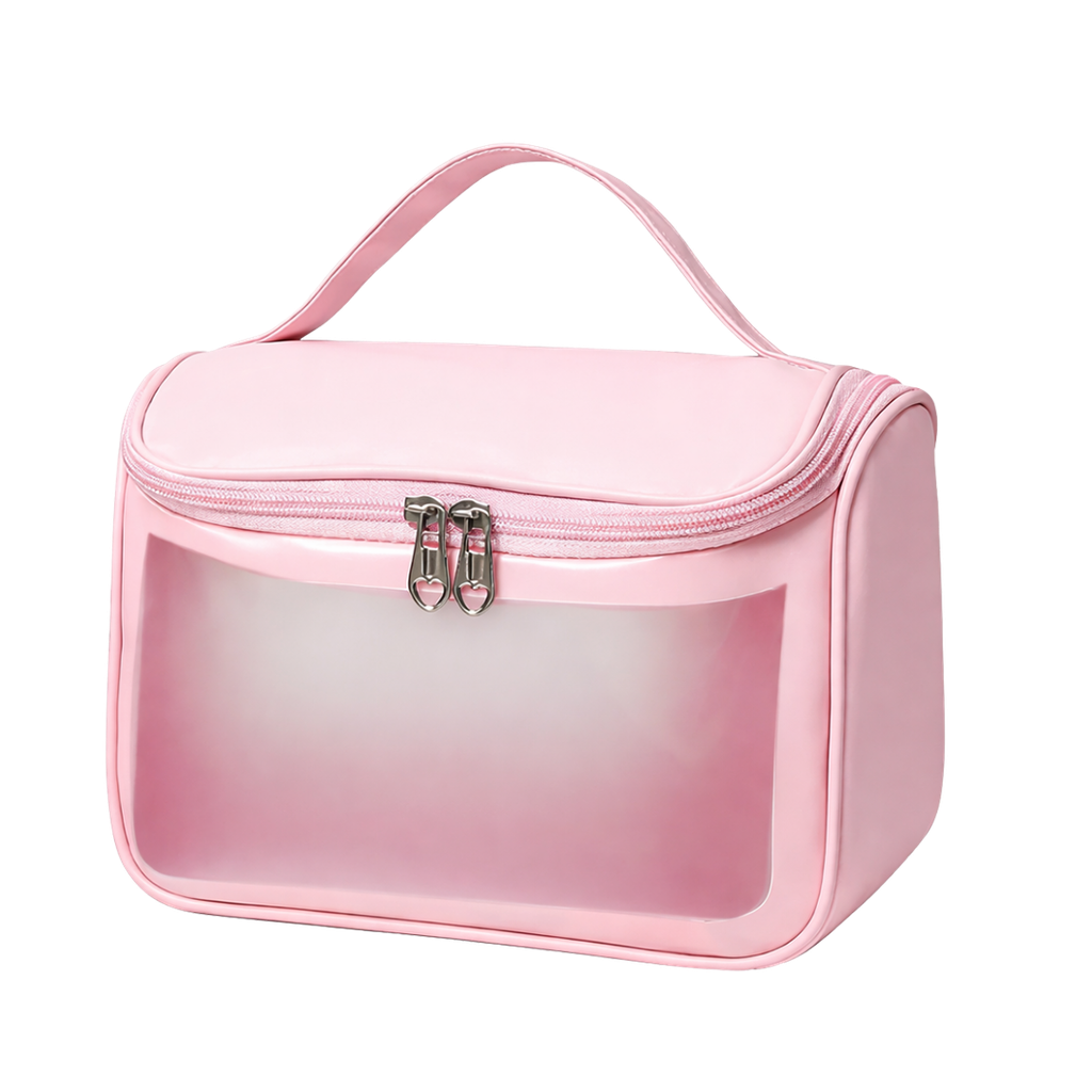 Cosmetiquera, Pu, Rosado, 22*16*12.5 Centimetros, Washbag Con Ventana