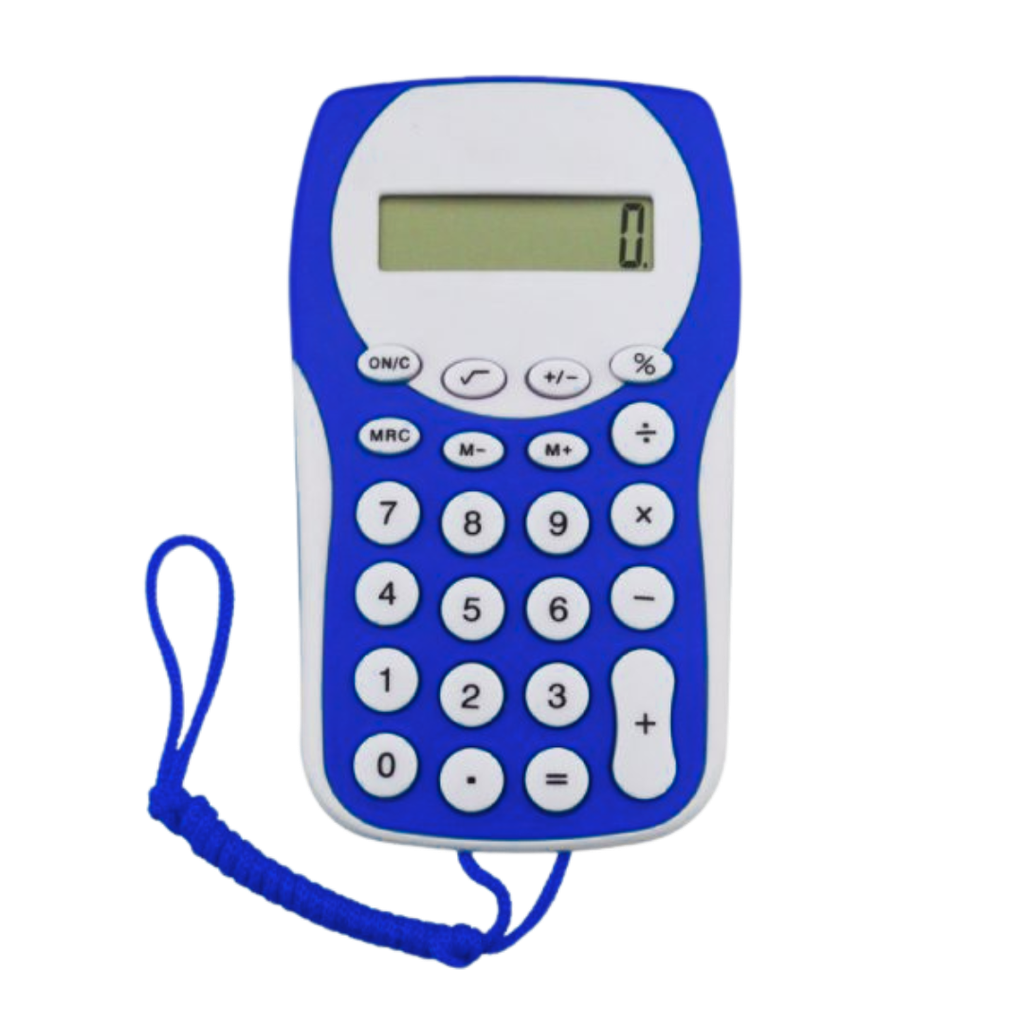 [P286104] Calculadora, Plastico, Azul Reflex, 127*75*10mm , Racoon Con Pita