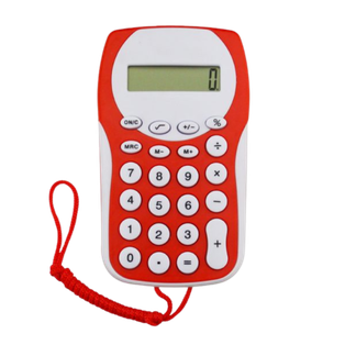 Calculadora, Plastico, Rojo, 127*75*10mm , Racoon Con Pita