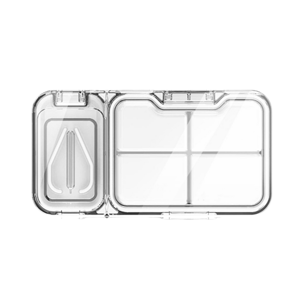 [P266127] Pastillero, Plástico, Blanco, 12*6.3*1.8 Centimetros, 4 Divisiones Con Cortador Sello Silicon