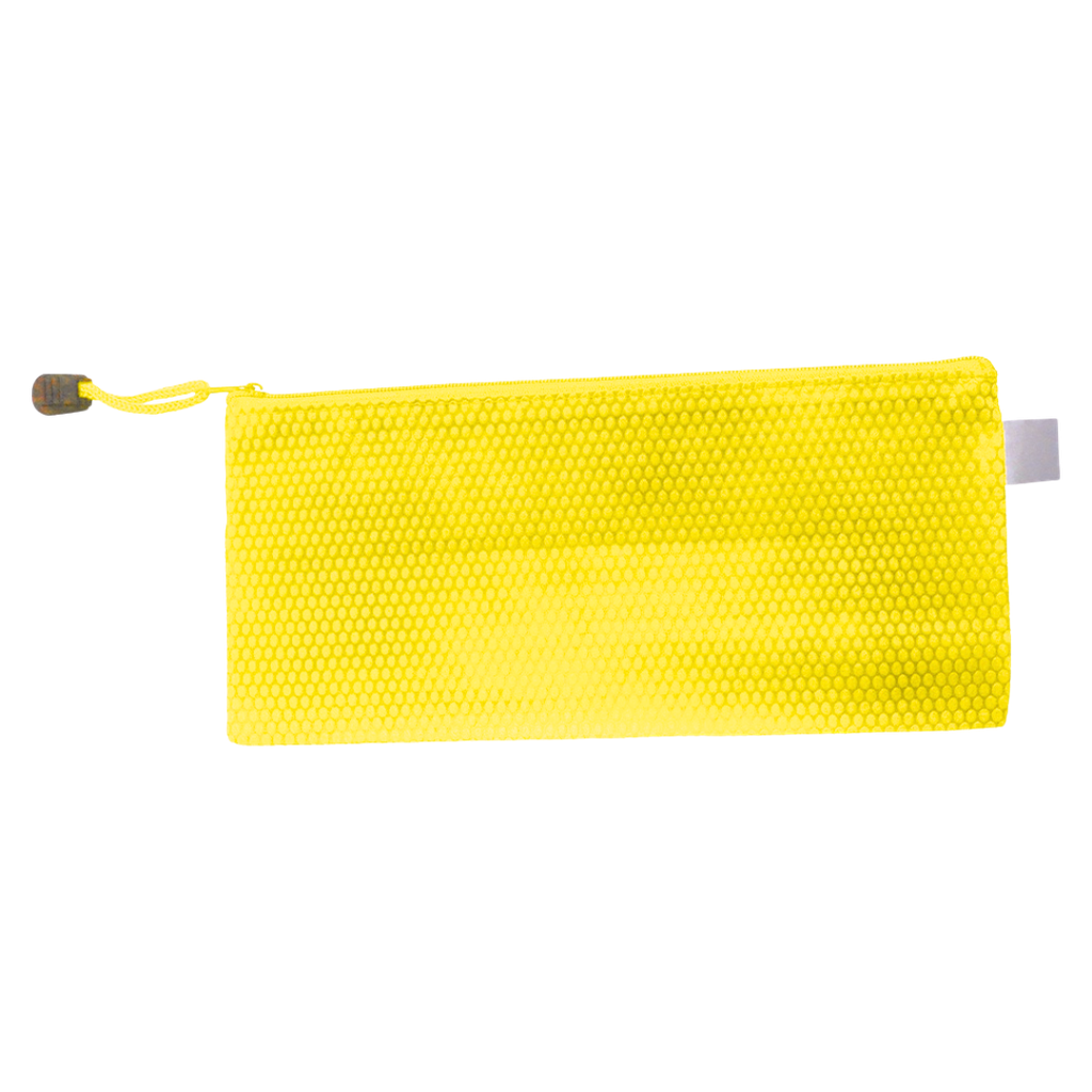 [P220460] Estuche, Tela Ecológica, Amarillo, 11.5*24 Centimetros, Con Zipper Y Agarrador
