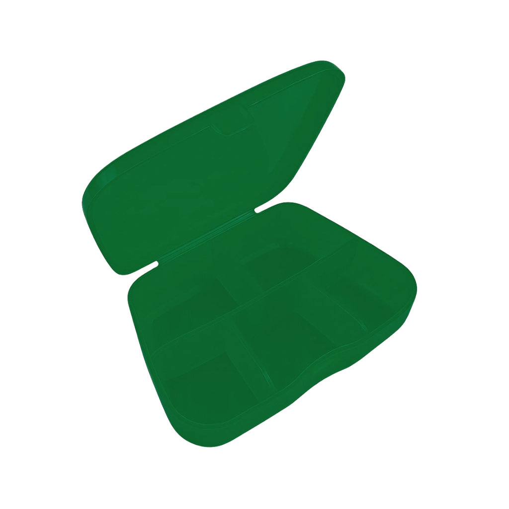[P266149] Pastillero, Plástico, Verde, 8*6*2 Centimetros, Shell 5 Espacios