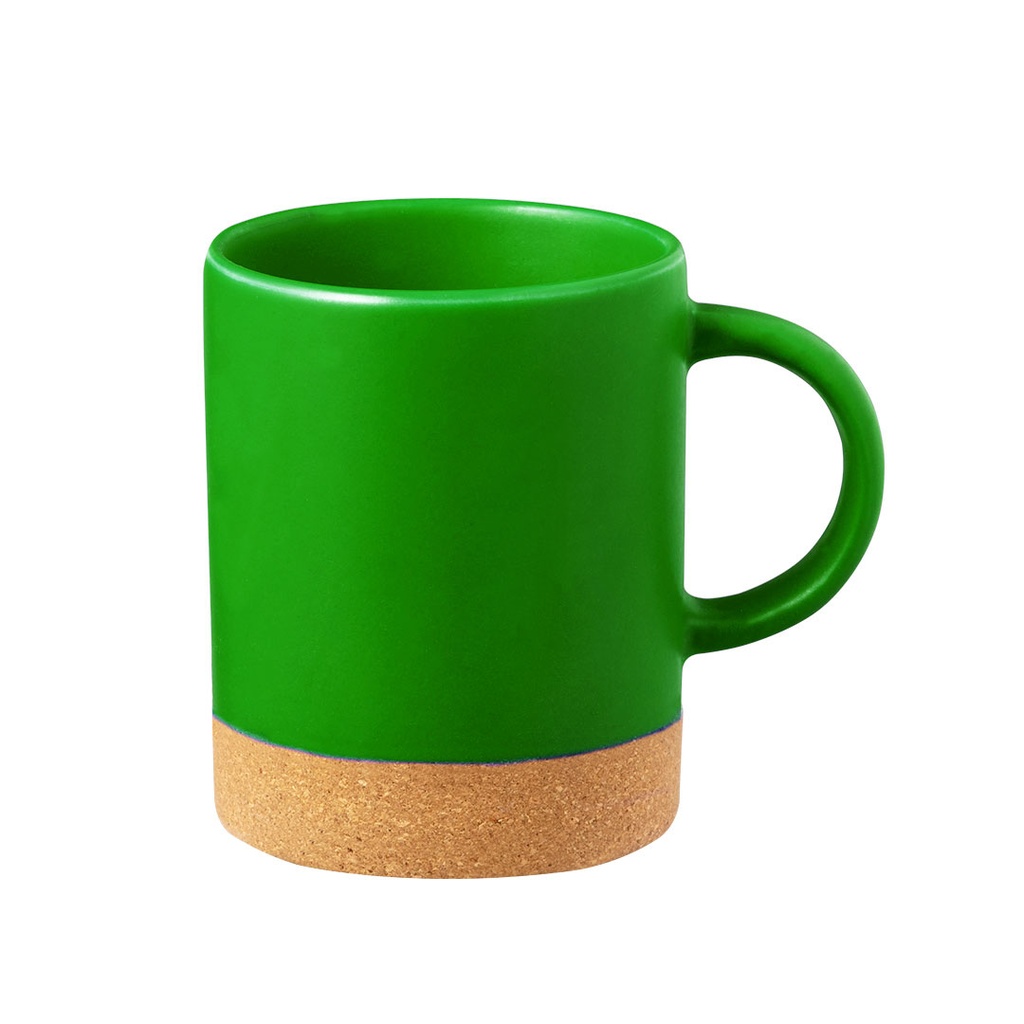 [P251378] Taza, Cerámica, Verde, 450 Ml Country , 8*11.5cm Base De Corcho Sin Tapa