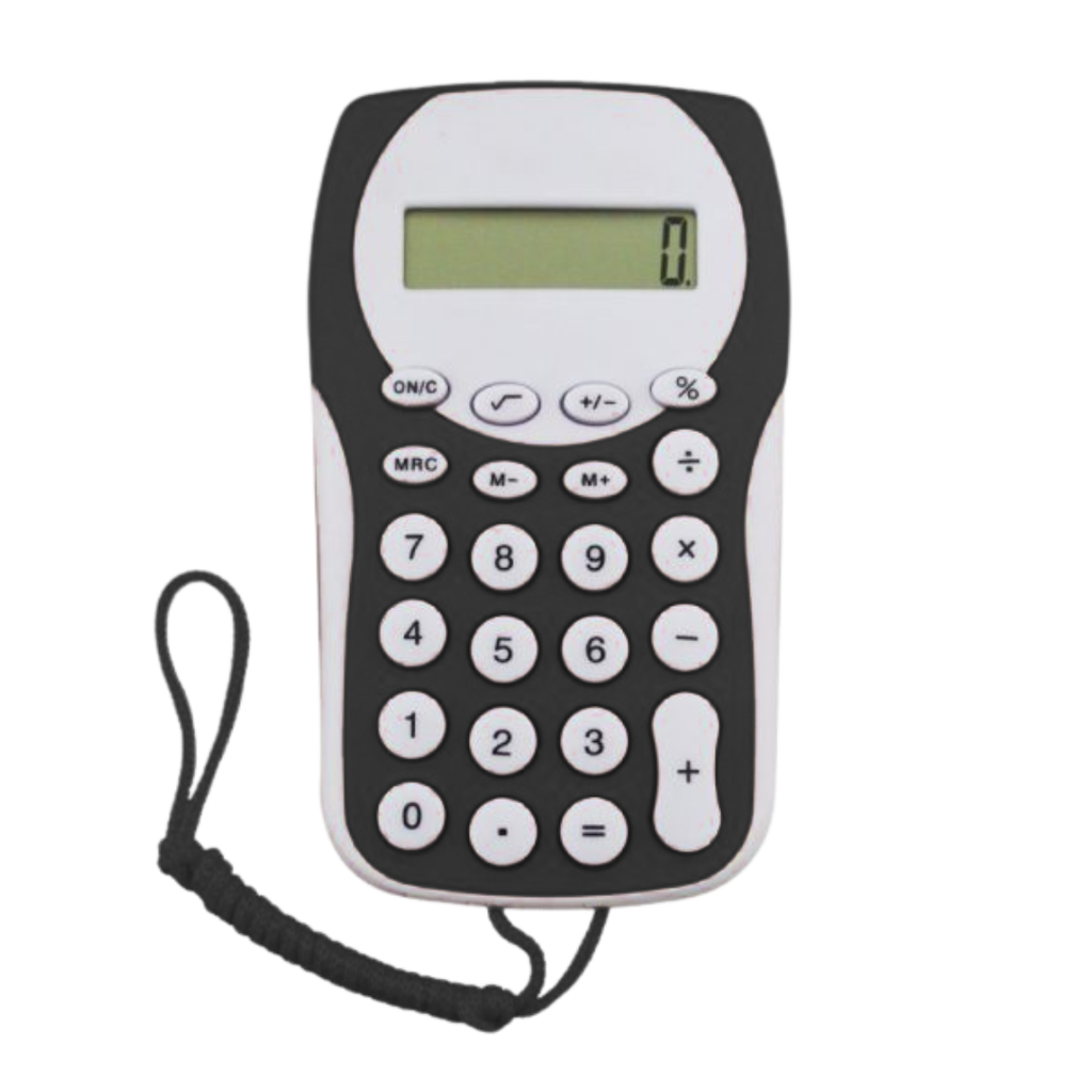 [P286106] Calculadora, Plastico, Negro, 127*75*10mm , Racoon Con Pita