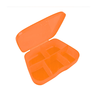 Pastillero, Plástico, Anaranjado, 8*6*2 Centimetros, Shell 5 Espacios