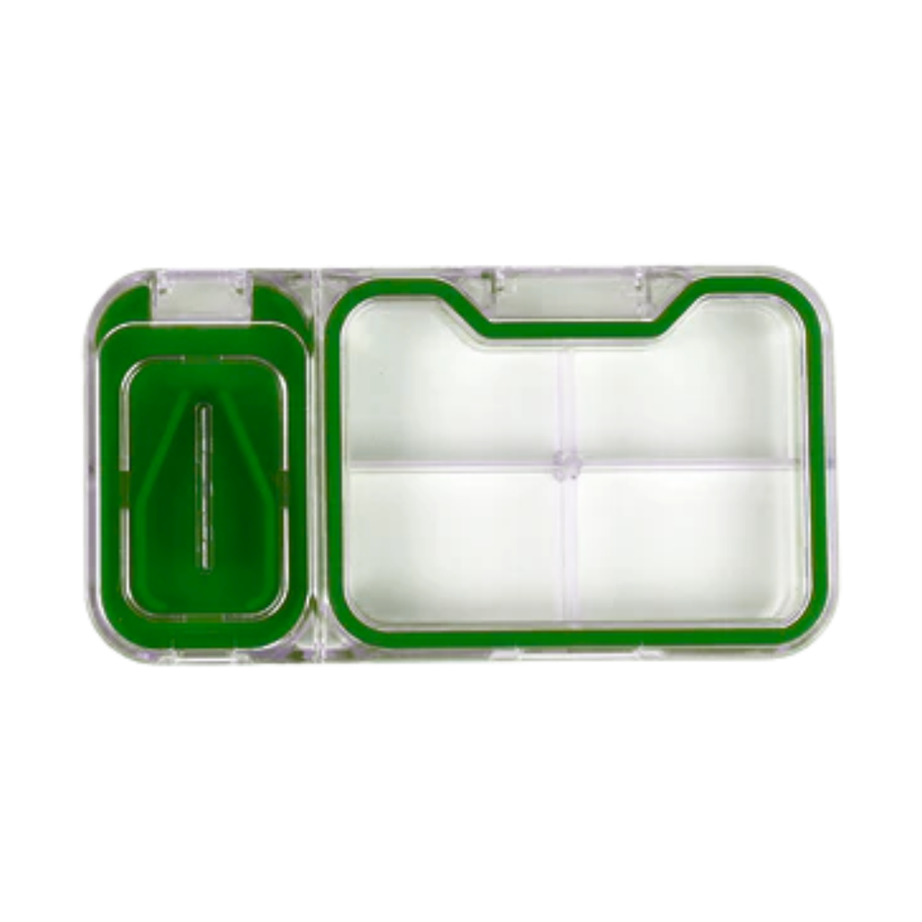 [P266130] Pastillero, Plástico, Verde, 12*6.3*1.8 Centimetros, 4 Divisiones Con Cortador Sello Silicon