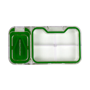 Pastillero, Plástico, Verde, 12*6.3*1.8 Centimetros, 4 Divisiones Con Cortador Sello Silicon