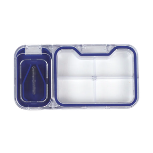 Pastillero, Plástico, Azul, 12*6.3*1.8 Centimetros, 4 Divisiones Con Cortador Sello Silicon