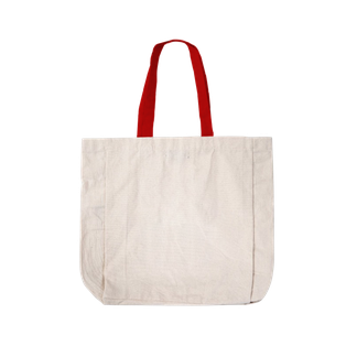 Bolsa, Manta Cruda, Natural (blanco), 36*31*10 Centimetros, Con Agarrador De Faja Rojo
