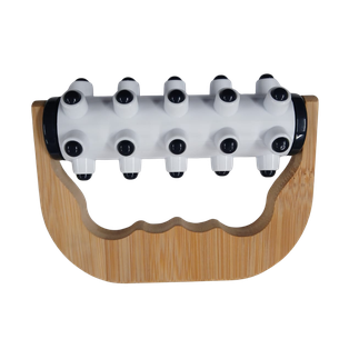 Masajeador, Plástico, Azul Reflex, 13.7*10.8*4.5 Centimetros, Roller Mango De Madera