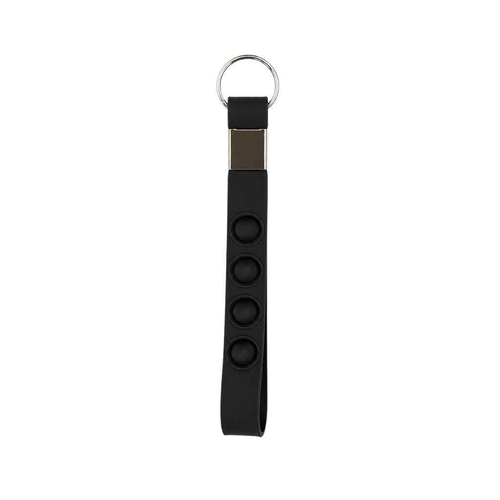 [P266133] Llavero, Silicón, Negro, 16*1.6 Centimetros, Cinta Pop Up