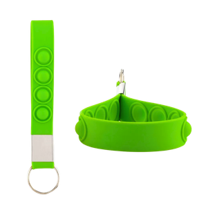 Llavero, Silicón, Verde, 16*1.6 Centimetros, Cinta Pop Up