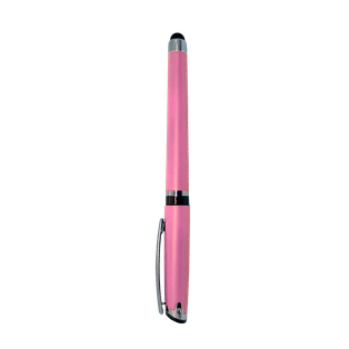 Lapiceros plástico rosado 14.5 cm siliconeado con touch tinta gel