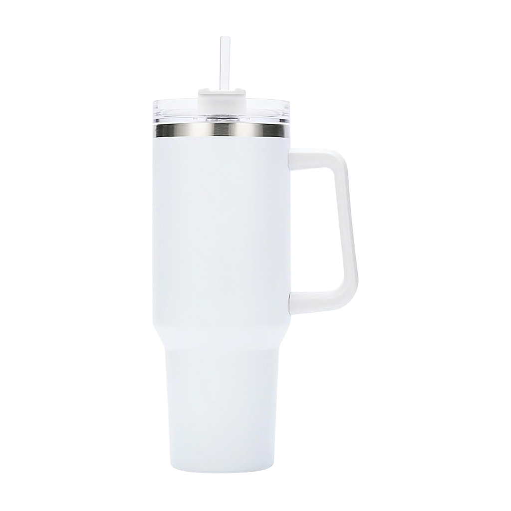 [P251496] Taza Acero Inoxidable Blanco 30  Oz Doble Pared Con Pajilla