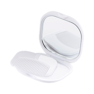 Espejo Plástico Blanco 7*7*1.2 cm Cuadrado Con Peine