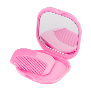 Espejo Plástico Rosado 7*7*1.2 cm Cuadrado Con Peine