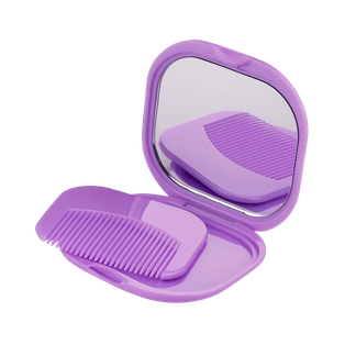Espejo Plástico Lila 7*7*1.2 cm Cuadrado Con Peine