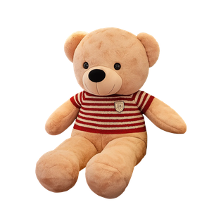 Peluche Poliester Rojo 140 cm Oso Café Claro Con Ropa