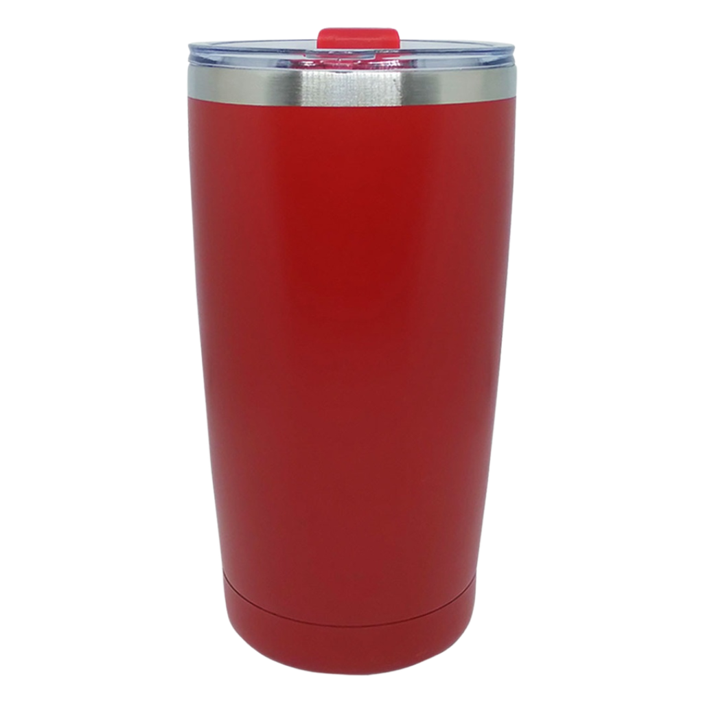 [P251523] VASO, ACERO INOXIDABLE, ROJO MATE, 20 ONZAS,  térmico doble pared con tapa plástica sello de silicón