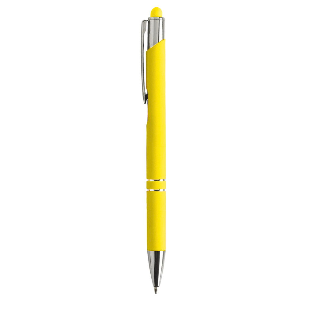 [P286258] Lapicero Aluminio Amarillo 15 cm Con Recubrimiento  De Caucho Y Touch