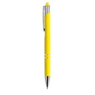 Lapicero Aluminio Amarillo 14.5 cm, Lyra con recubrimiento de caucho y touch