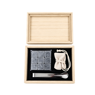 Cubos Piedra Natural 14.2*12*5 cm 9 Pcs Con Tenaza En Caja De Bambú