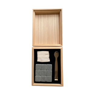 Cubos Piedra Natural 14.2*12*5 cm 9 Pcs Con Tenaza En Caja De Bambú