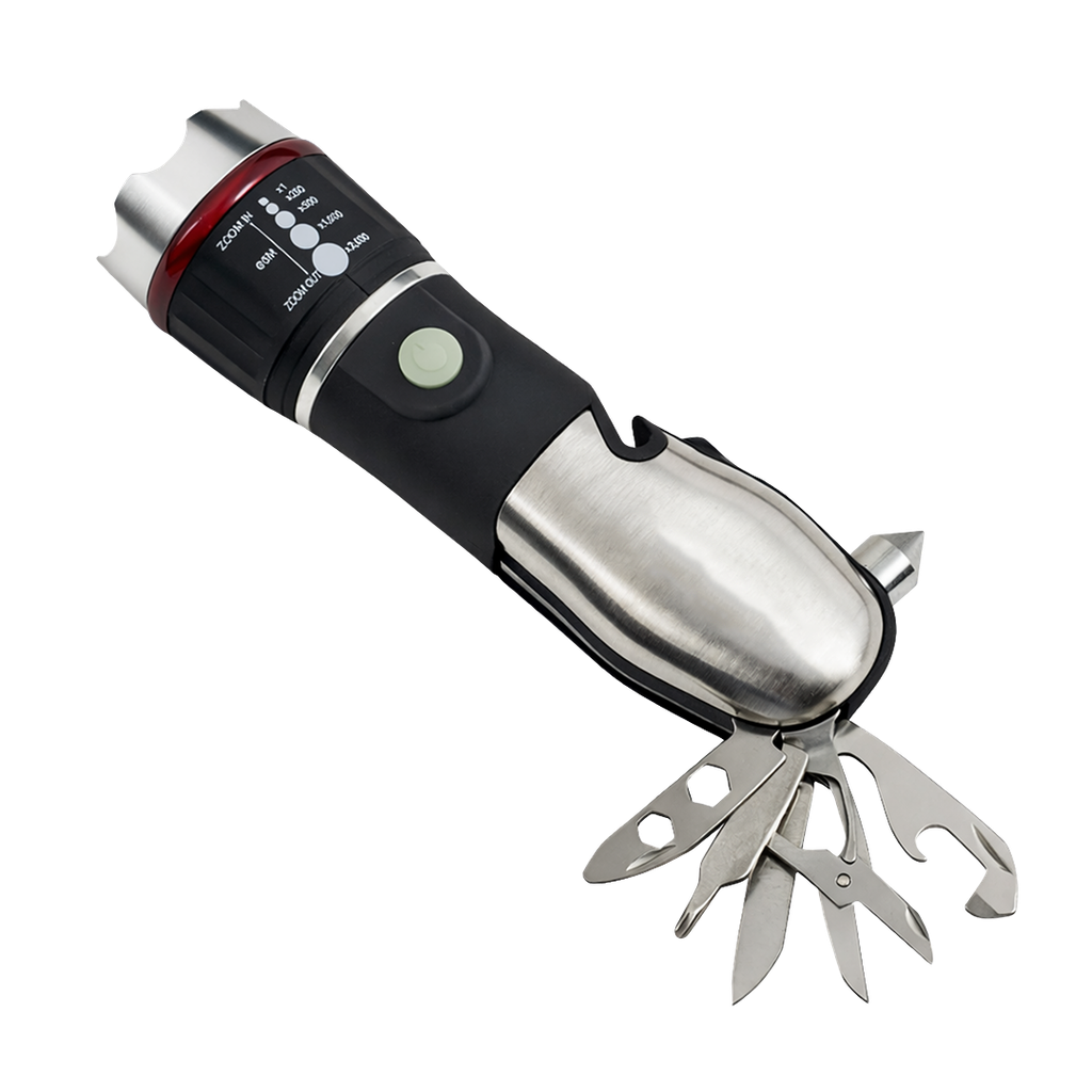 [H950445] LINTERNA ACERO INOXIDABLE ROJO 170*45 mm ARO DE COLOR MULTIFUNCIONAL