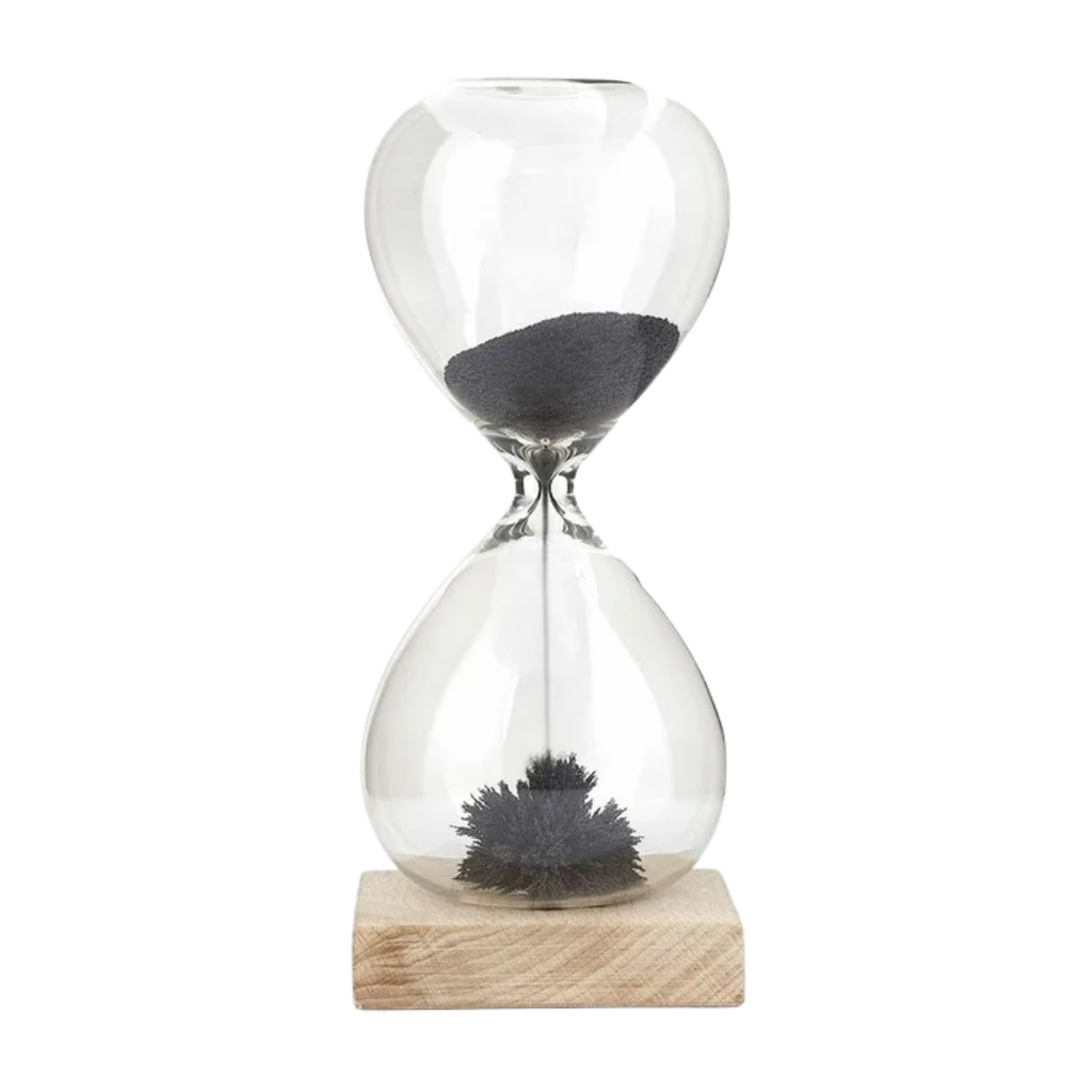 [P266022] RELOJ, VIDRIO, NATURAL, 7.9*15.5*7.9 cm, De , Arena Magnetico Con Base De Madera