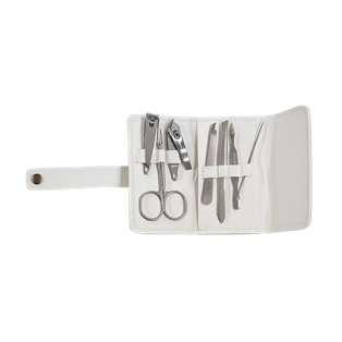 SET DE MANICURA ACERO INOXIDABLE BLANCO 7 pcs en estuche de tela