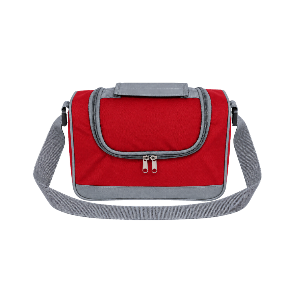 [P299005] LONCHERA, OXFORD, ROJO, 29*15*20 cm, CLEAR ALUMINIZADA