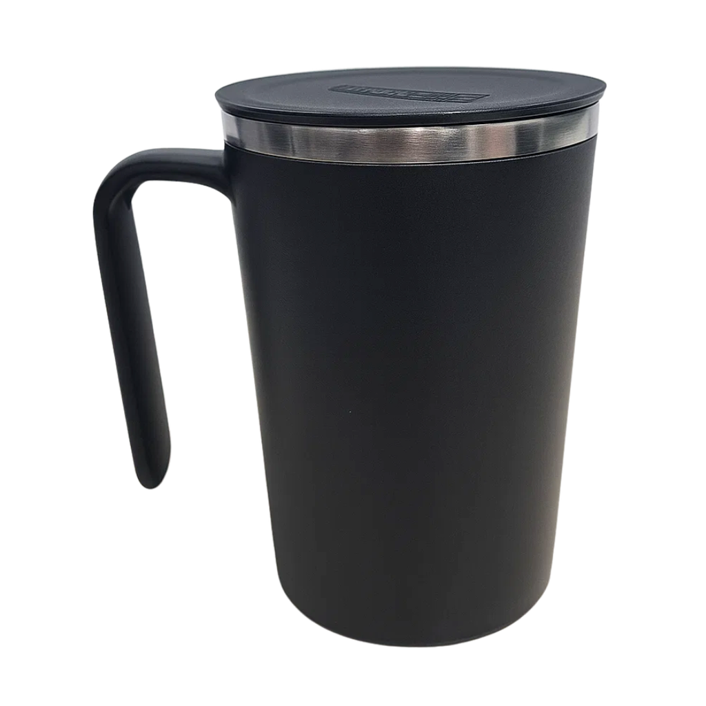 [P252005] TAZA, ACERO INOXIDABLE, NEGRO, 12.5x9x13. 5cm cm, 400 ML DOBLE PARED CON AGITADOR MAGNÉTICO