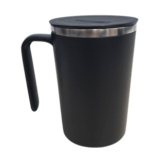 TAZA, ACERO INOXIDABLE, NEGRO, 12.5x9x13. 5cm cm, 400 ML DOBLE PARED CON AGITADOR MAGNÉTICO