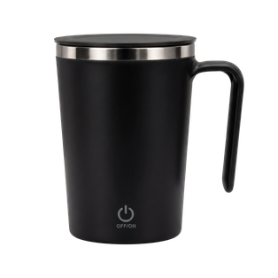 TAZA, ACERO INOXIDABLE, NEGRO, 12.5x9x13. 5cm cm, 400 ML DOBLE PARED CON AGITADOR MAGNÉTICO
